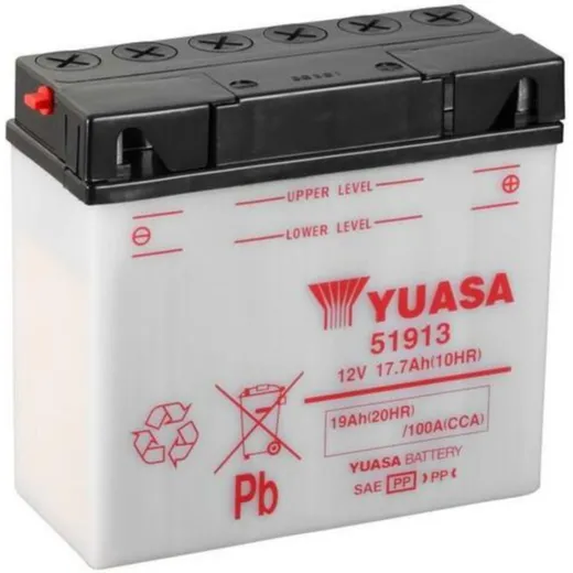 YUASA Battery Conventional without Acid Pack - 51913 for BMW K1100LT, K1100RS, K1200GT
