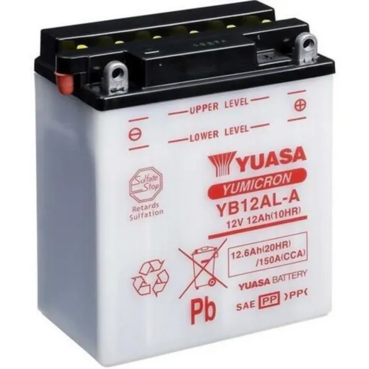 YUASA Konventionelle Batterie ohne Säurepack - YB12AL-A für Aprilia, Peugeot, BMW