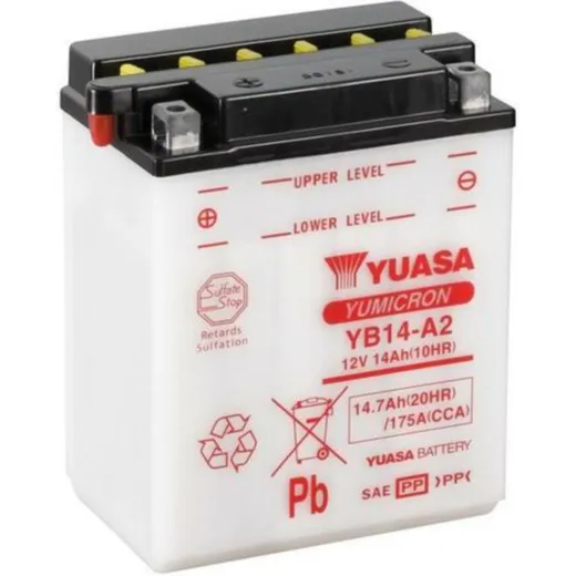 YUASA Battery Conventional without Acid Pack - YB14-A2 for Honda CB600FHORNET, CB750, CBX550F Bimota 851TESI1D