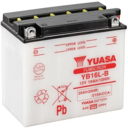 YUASA Battery Conventional without Acid Pack - YB16L-B for Kawasaki GPZ1100, Z1000