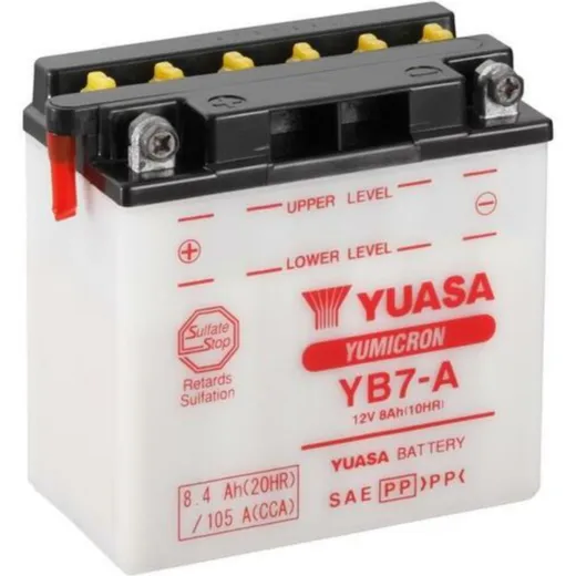 YUASA Battery Conventional without Acid Pack - YB7-A for Mash, Peugeot, Piaggio