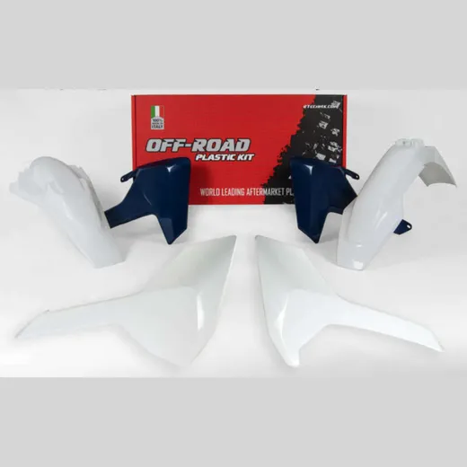 RACETECH Plastik-Kit Originalfarbe (2017) weiß/blau für: Husqvarna für FE250, FE350, FE450