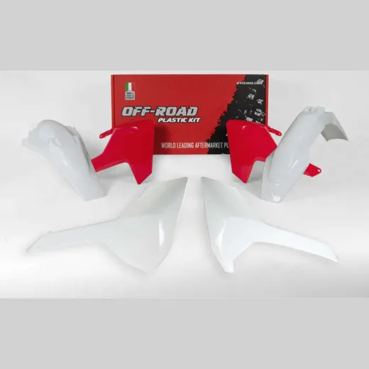 RACETECH Plastic Kit Vintage White/Red for: Husqvarna for FE250, FE350, FE450