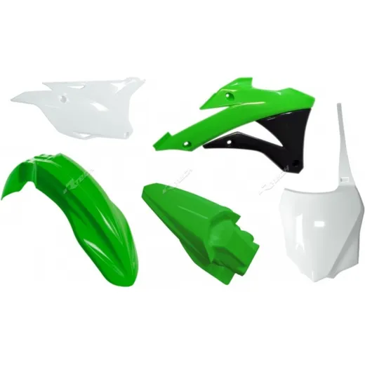 RACETECH Plastic Kit OEM Color Green/White for: Kawasaki KX85 for KX100