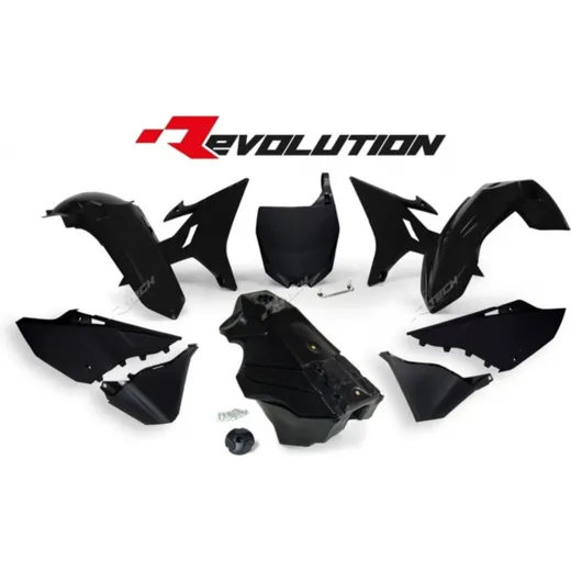 RACETECH Revolution Plastic Kit + Gas Tank Black for: Yamaha YZ125/250 for YZ250