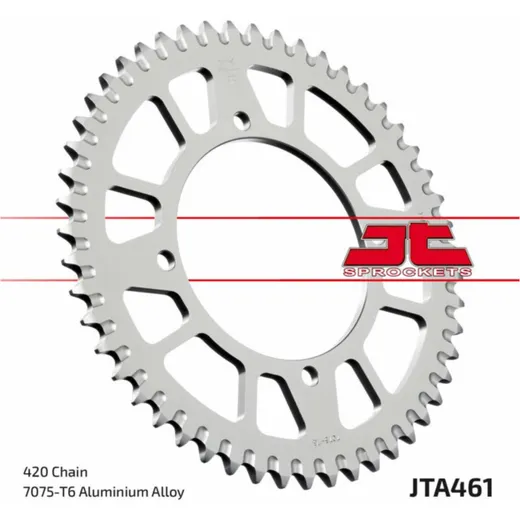 JT SPROCKETS Aluminium Ultra-Light Self-Cleaning Rear Sprocket 461 - 420 for Kawasaki KX100, KX80, KX85 Suzuki RM100