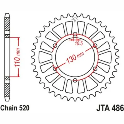 JT SPROCKETS Aluminium Ultra-Light Rear Sprocket 486 - 520 for Kawasaki NINJA250R JTA486.46BLK