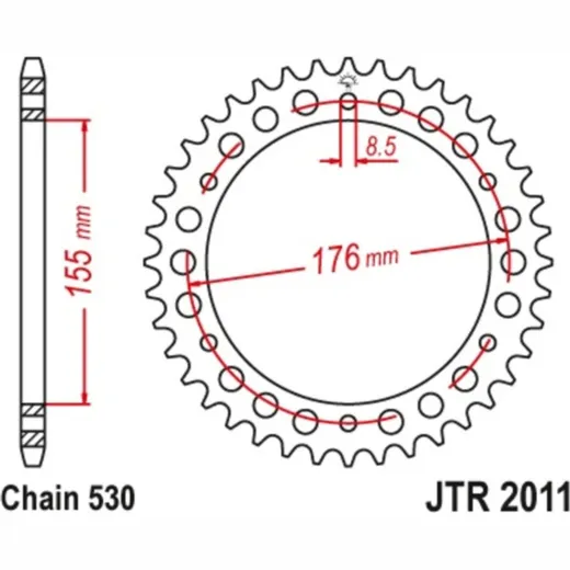 JT SPROCKETS Kettenrad 44 Zähne Stahl Standard 530 Pitch Typ 2011