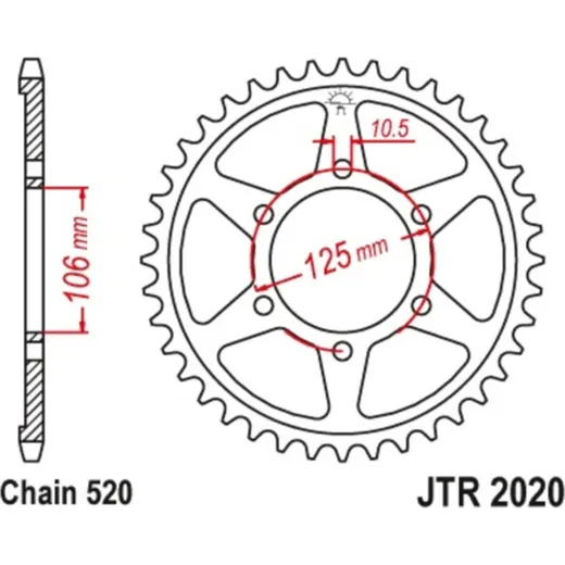 JT SPROCKETS Kettenrad 41 Zähne Stahl Standard 520 Pitch Typ 2020