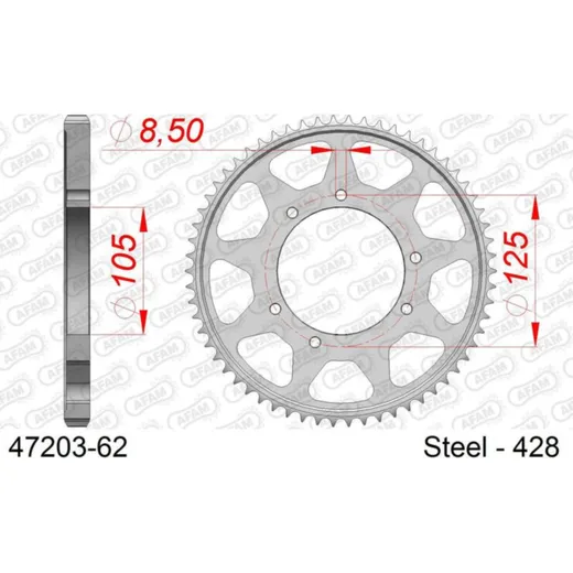 AFAM Steel Standard hinteres Ritzel 47203 - 428 für Aprilia 125SXE4