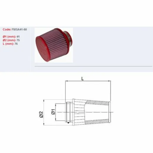 BMC Luftfilter konisch Ø 41 mm - FMSA41-60