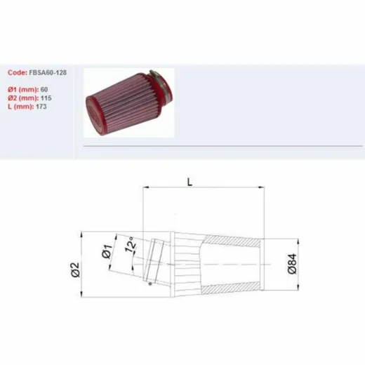 BMC Luftfilter konisch Ø 60 mm - FBSA60-128