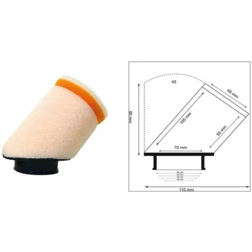 TWIN AIR Luftfilter zylindrisch 45° Ø 28 mm - 158977