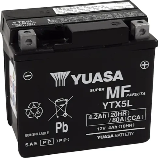 YUASA W/C Battery Maintenance Free Factory Activated - YTX5L FA for KTM, Beta, Honda