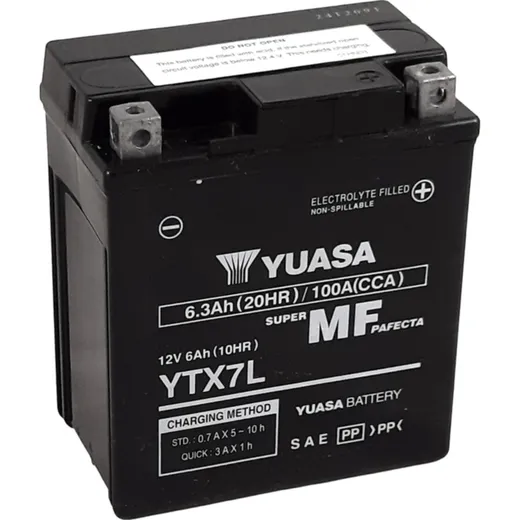 YUASA W/C Battery Maintenance Free Factory Activated - YTX7L FA for Honda, TM Racing, Suzuki