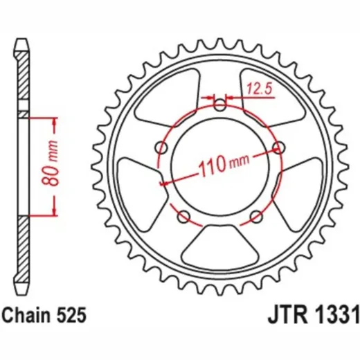 JT SPROCKETS Standard Stahlritzel hinten 1331 - 525