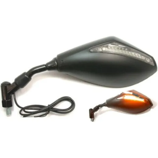 Mirror universal black with led indicator 10mm