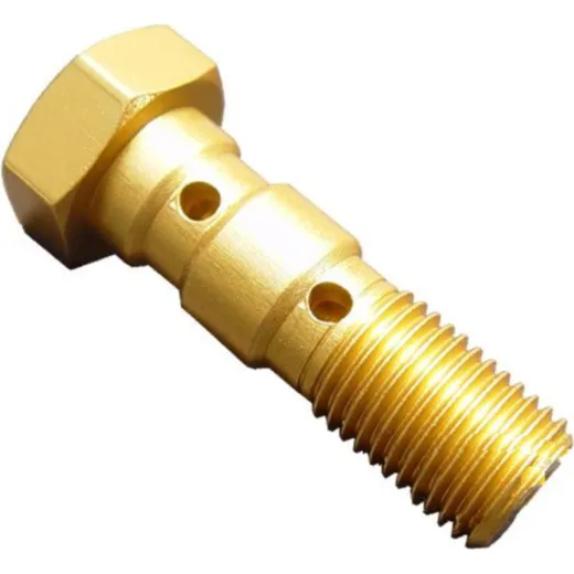 Banjo bolt double 3/8´-24 gold