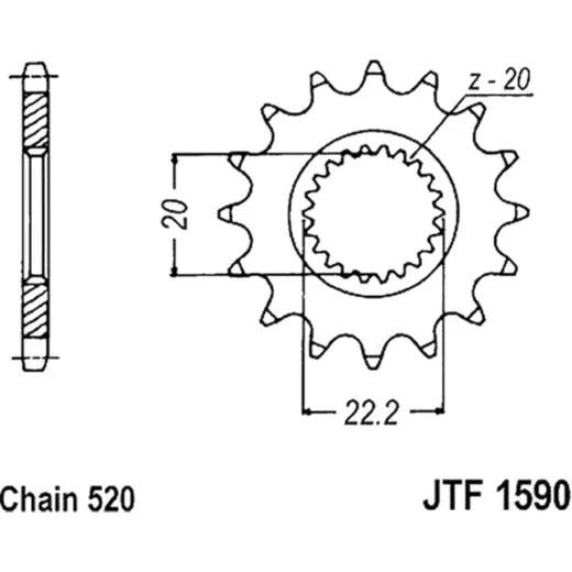 Zahnrad Racing-Ritzel 14Z Teilung 520 JTF159014SC
