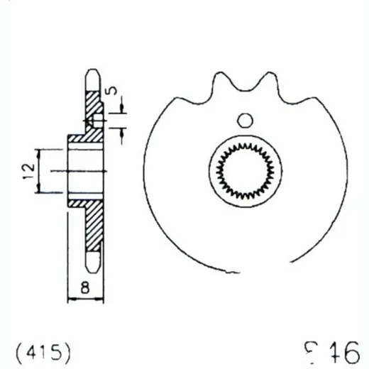 Zahnrad Ritzel 13Z Teilung 415