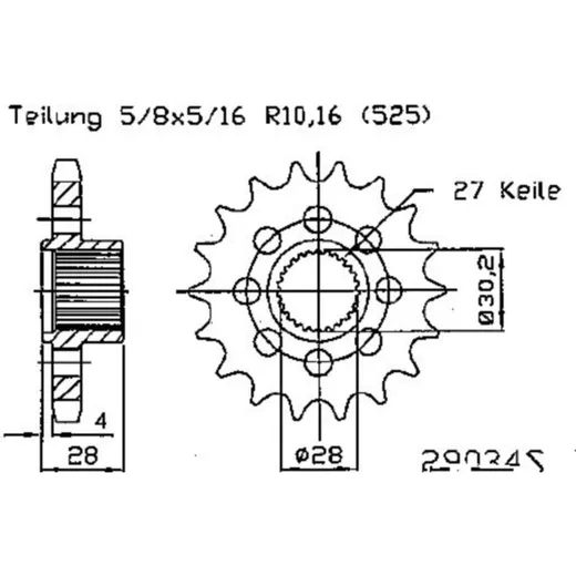 Zahnrad Racing-Ritzel 18Z Teilung 525