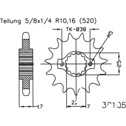 Zahnrad Ritzel 15Z Teilung 520 503210615