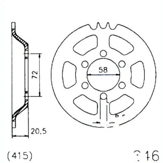 Rear sprocket 47 tooth 415 black 20084647