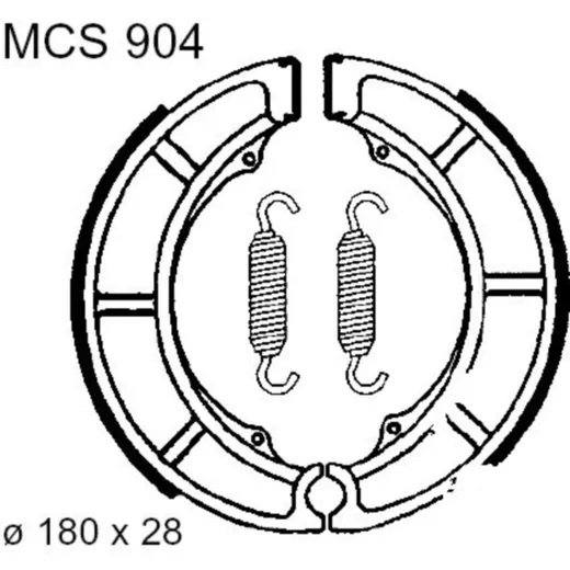 Brake shoes rear with springs trw luc MCS904