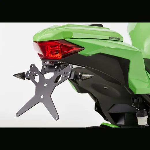 Kennzeichenhalter - schwarz Nummernschildhalter für: KAWASAKI Ninja 300 EX300A, Z300 ER300A