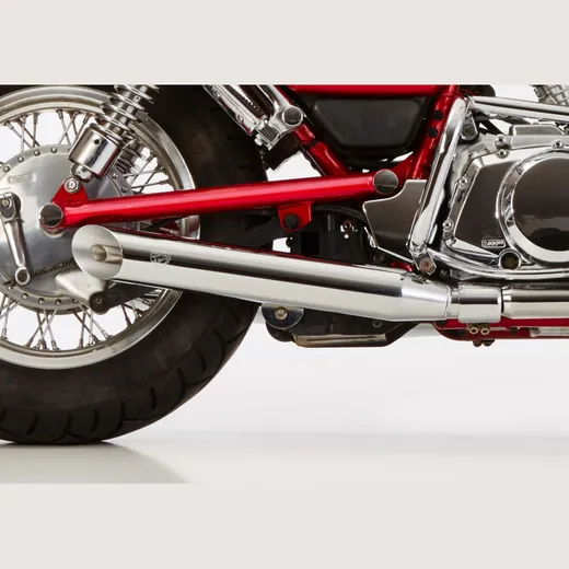 Cromo Line 1 silencer right side, 1 silencer left side - silver for: SUZUKI VS 750 Intruder VR51B, VS 600 Intruder VN51B