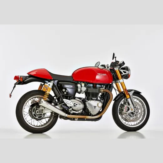Retro slip on exhaust - silver for: TRIUMPH Speed Twin 1200 DD01, Thruxton R DE01