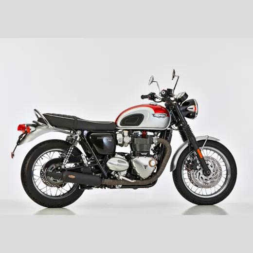 Retro Classic Slip on Ersatzdämpfer - schwarz-matt Auspuff für: TRIUMPH Bonneville T120 Black DU01, Bonneville T120 DU01