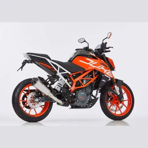 DSX-7 slip on exhaust super short - silver for: KTM 390 Duke KTM IS Duke, 250 Duke KTM IS Duke