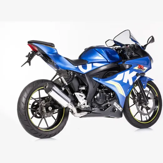 DSX-5 complete exhaust system super short - silver for: SUZUKI GSX-S 125 WDL0, GSX-R 125 WDL0