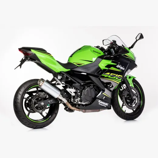 TEC One slip on exhaust super short - silver for: KAWASAKI Ninja 400 EX400G, Z400 ER400D