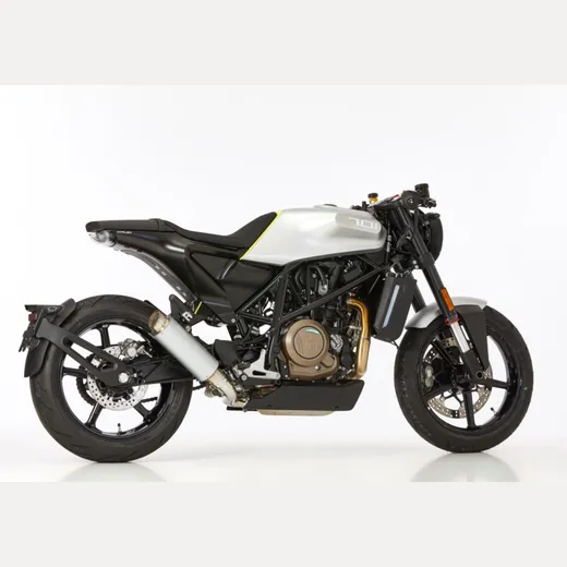 TEC One Slip on Ersatzdämpfer Super Short - silber Auspuff für: HUSQVARNA Vitpilen 401 HQV401, Svartpilen 401 HQV401