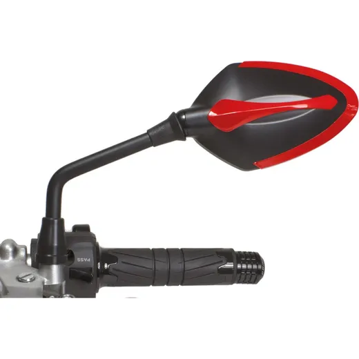 Mirror XR-100 - black/red for: HONDA NC700S RC61, CRF1000L Africa Twin SD06 HUSQVARNA Vitpilen 401 HQV401, 701 Supermoto KAWASAKI ER