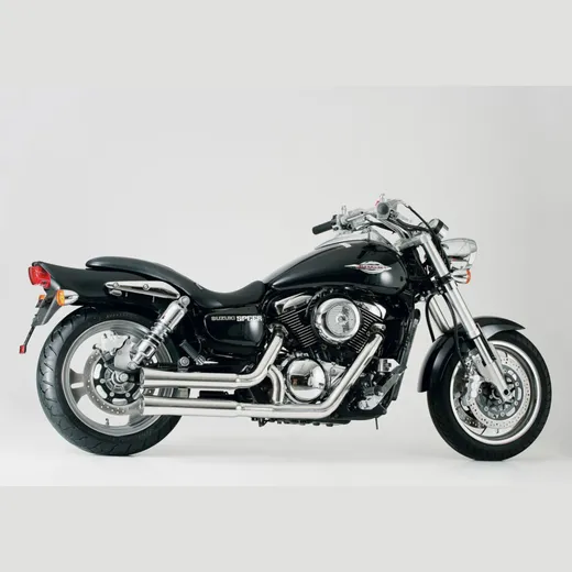 Double Groove Komplettanlage mit Kat - silber Auspuff für: SUZUKI M 800 Intruder WVB4, VL 800 Intruder LC Volusia WVBM