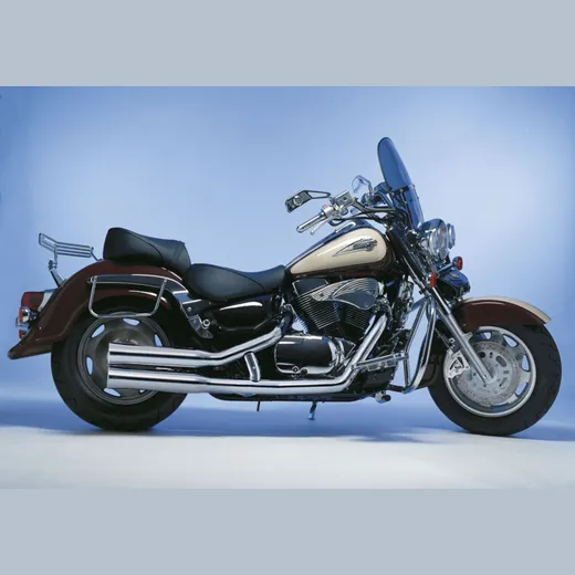 Double Groove Komplettanlage - silber Auspuff für: SUZUKI VL 1500 Intruder LC WVAL