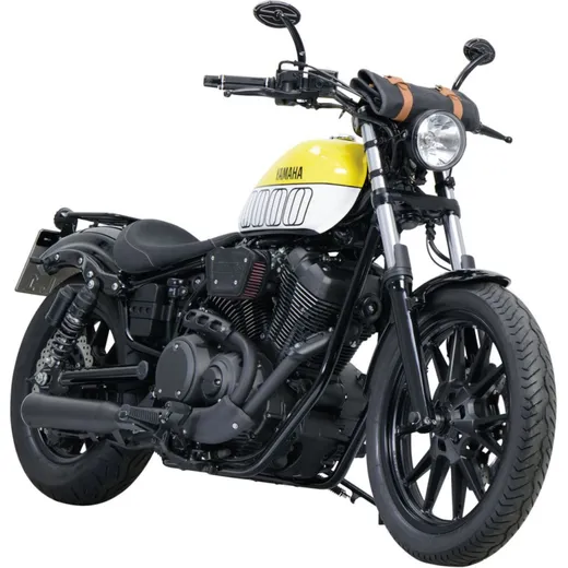 Double Groove Slip on Ersatzdämpfer(2-1) - schwarz-matt Auspuff für: YAMAHA XV950R VN07, XV950 VN03
