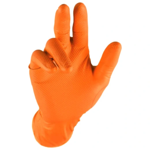 Disposable Grippaz NBR Orange Gloves Size M, 50 Pack