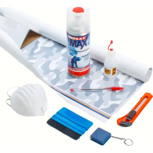 1m² foil design set, incl. accessories universal winter camouflage colours 1m²