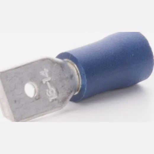 Flat connection for wire cross section 1,5-2,5 mm², plug width 6,3 mm, partial isolation, blue, 100 pieces