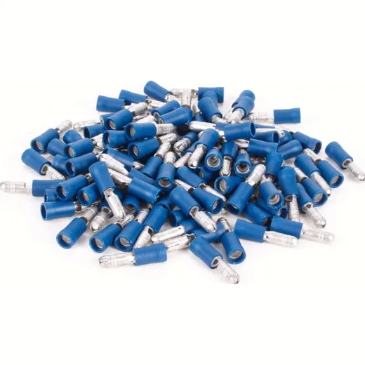 Circular cable shoe for wire cross section 1,5-2,5 mm², plug diameter 4mm, partial isolation, blue, 100 pieces