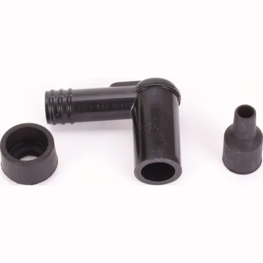 Spark plug connector LB-01F 90 grad, short, black (for M4 flange thread)