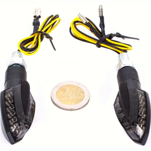 LED indicator Vinci, plastic black, toned, homologated, pair