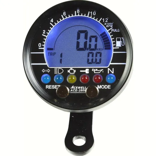 ACE-2866AS Tachometer and rev counter Alu-Black