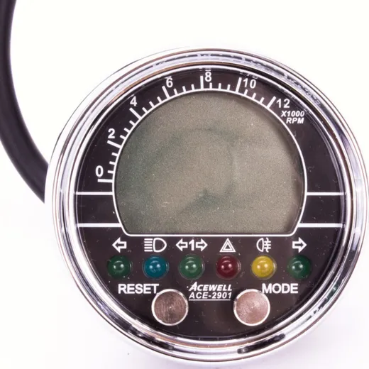 ACE-2901 Motorcycle and Quad / ATV rev counter with temperature indicator and 6 indicator lights
