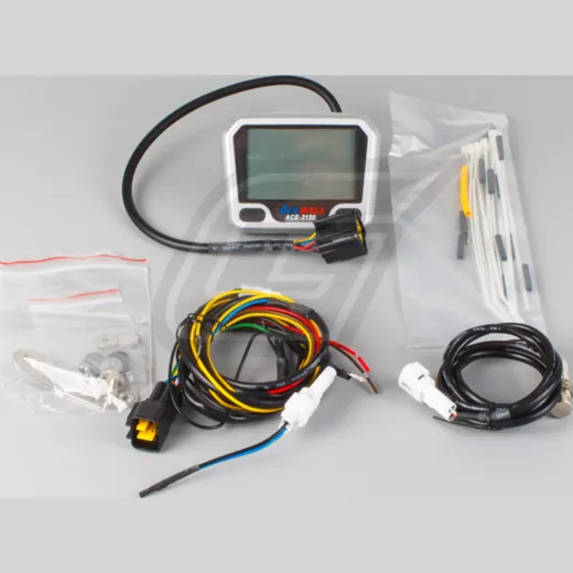 ACE-3150 motorcycle & ATV computer features a speedometer and tachometer with a fuel gauge