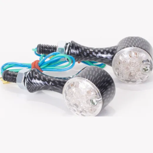 Blinkleuchte, Blinklicht Mini LED Blinker Set Small Ball carbon E geprüft